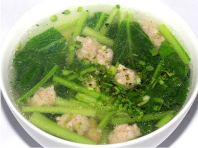 Canh cải xanh nấu thịt